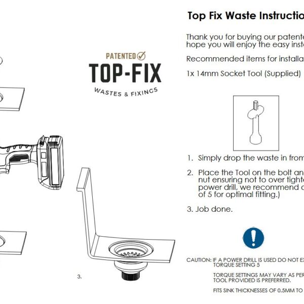 Top-Fix Brushed Brass Basket Strainer Kitchen Sink Waste without Overflow - Image 6