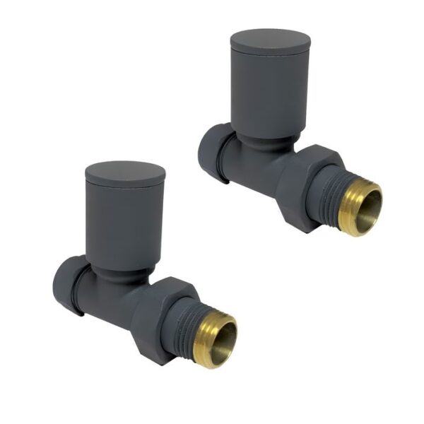Kartell KVIT Anthracite Radiator Valve Straight 15mm (Pair)