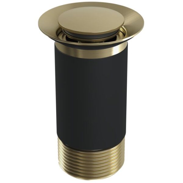 Top Fix Brushed Brass Unslotted Basin Click Clack Waste Without Overflow