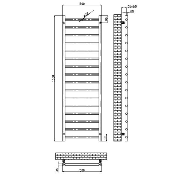 Sognare Gunmetal Vibe Towel Radiator – 500 X 1600 - Image 4
