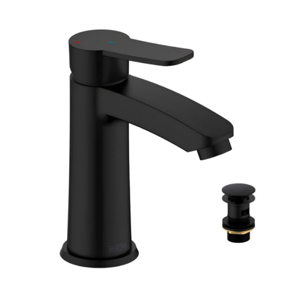 Bristan Appeal Eco Start Basin Mixer with Clicker Waste - Matt Black