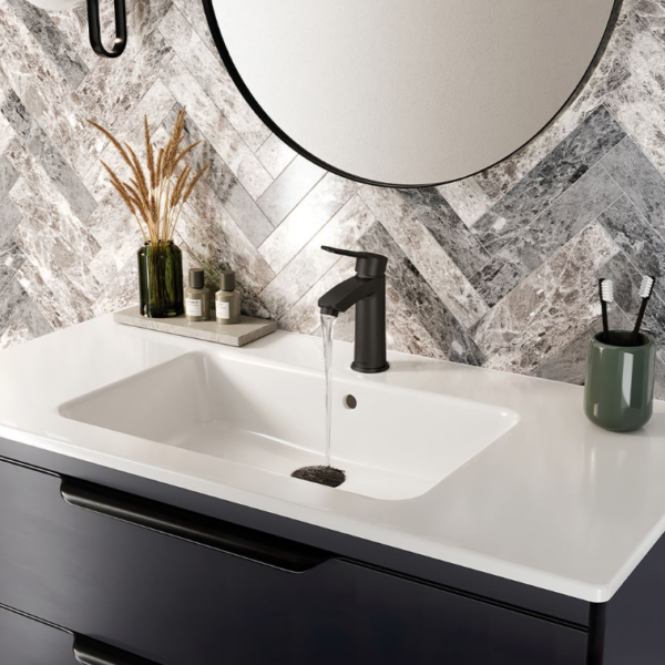 Bristan Appeal Eco Start Basin Mixer with Clicker Waste - Matt Black - Image 3