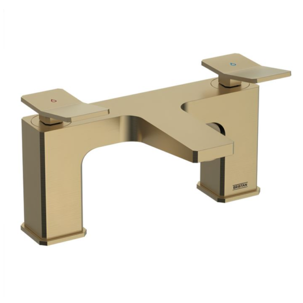 Bristan Tangram Bath Filler Tap Pillar Mounted - Brushed Brass