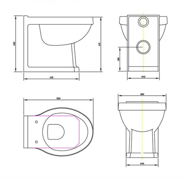 Traditional Back To Wall Toilet - Soft Close Seat & Concealed Cistern - Image 4