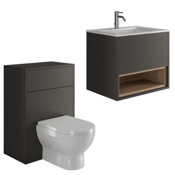 Graphite Loughermore Wall Hung Vanity With Wc Unit – Bathroom Set