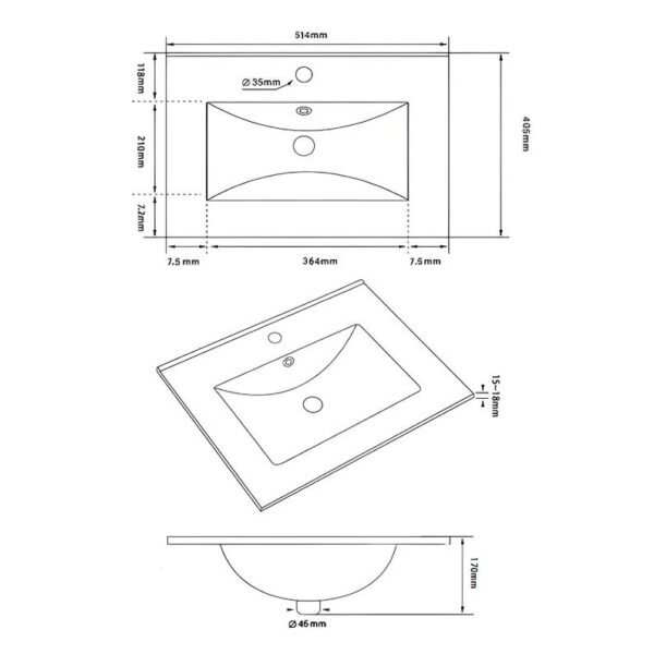 KVIT White Atlantis 500mm Bathroom Vanity Unit & Basin - Image 5