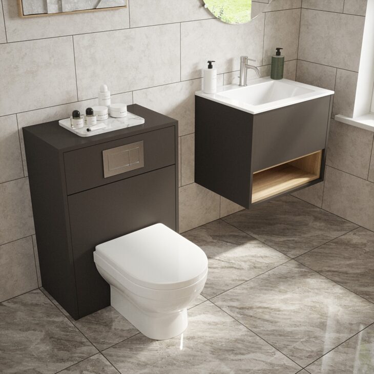 Graphite Loughermore Wall Hung Vanity With Wc Unit – Bathroom Set - Image 2