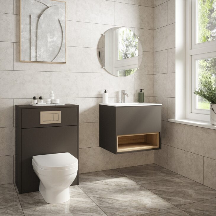 Graphite Loughermore Wall Hung Vanity With Wc Unit – Bathroom Set - Image 3