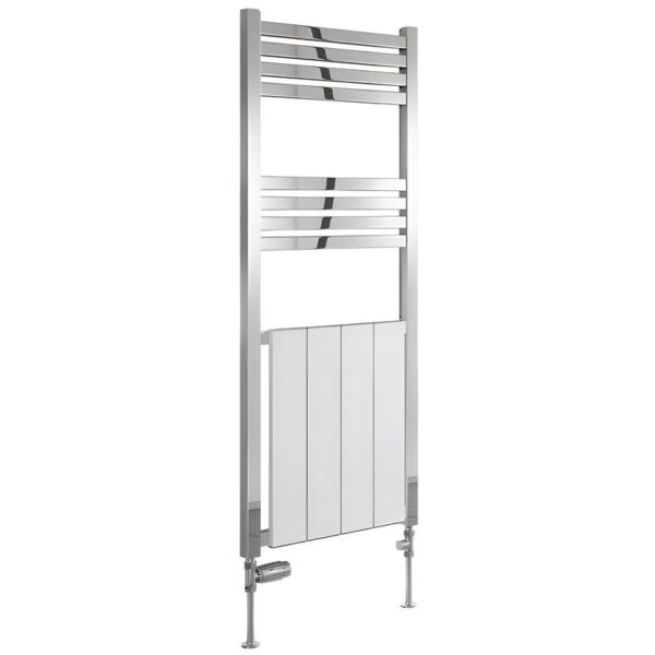 Reina York Chrome and White Designer Towel Rail 1200 x 485mm