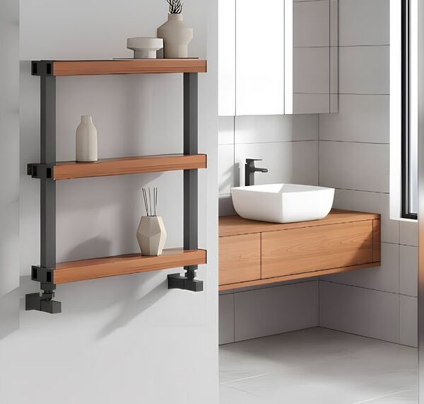 Reina Ronchi Anthracite & Wood Effect Aluminium Radiator 565x500mm - Image 2