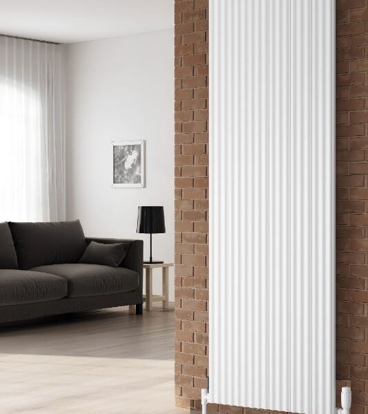 Reina White Delia Vertical Aluminium Radiator 1800mm - Image 2