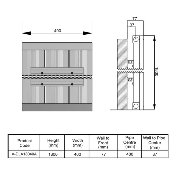 Reina White Delia Vertical Aluminium Radiator 1800mm - Image 3