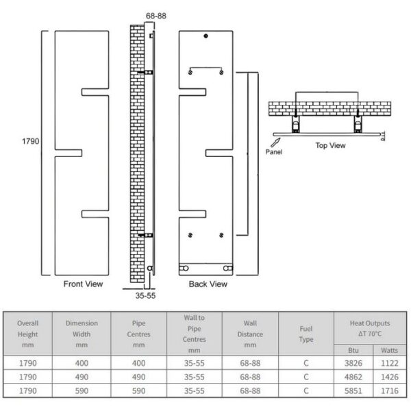 Reina Anthracite Fiore Designer Vertical Radiator 1790mm - Image 3