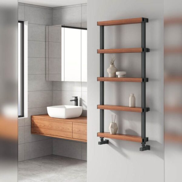 Reina Ronchi Anthracite & Wood Effect Aluminium Radiator 1075x500mm - Image 2