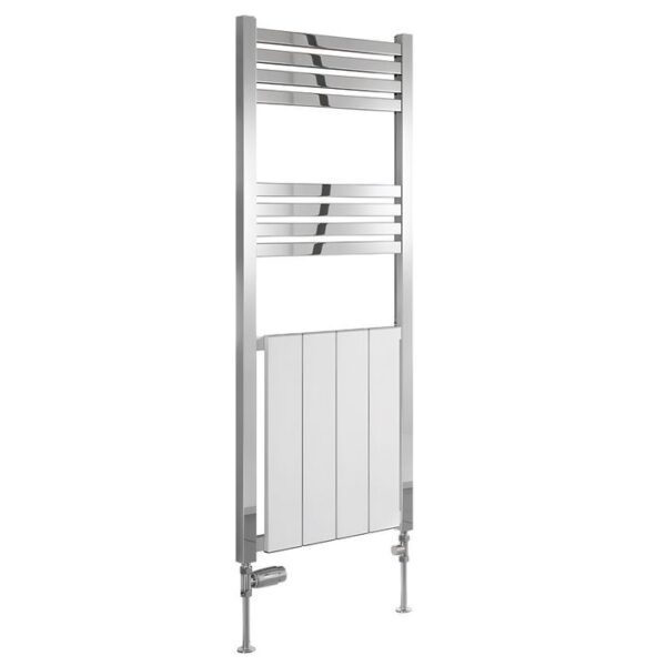 Reina York Chrome and White Designer Towel Rail 1200 x 485mm
