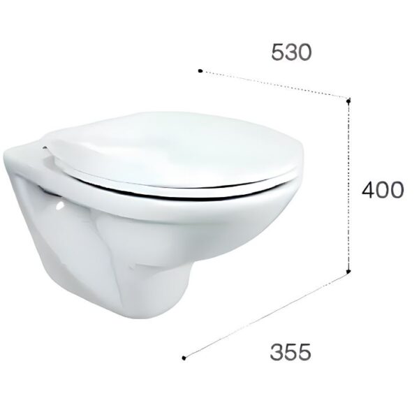 Roca Havana White Wall Hung WC Toilet Pan with Standard or Soft Close Seat - Image 2
