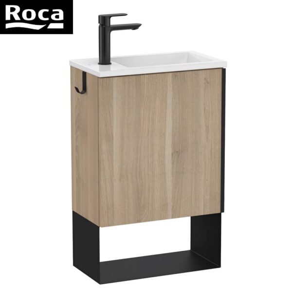 Roca Mini Birch Wood Cloakroom Vanity Unit Basin