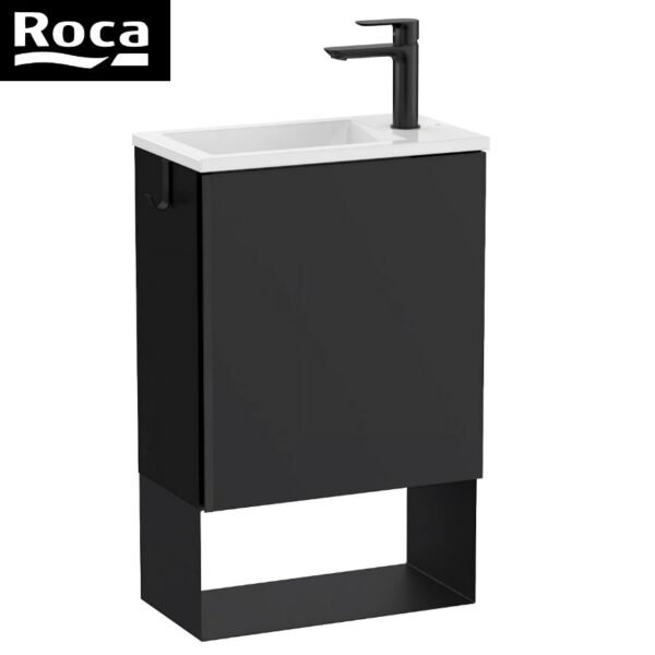 Roca Mini Matt Black Cloakroom Vanity Unit Basin