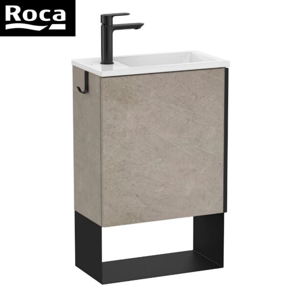 Roca Mini Concrete Grey Cloakroom Vanity Unit Basin