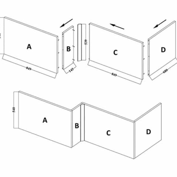 L-Shaped Bath Front Panel Gloss White - 1700mm Wide - Image 3