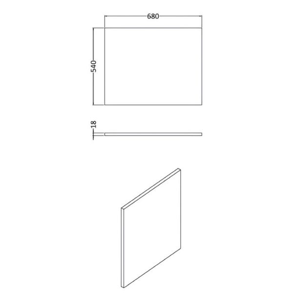 Square Shower Bath End Panel 700mm - Gloss White - Image 3