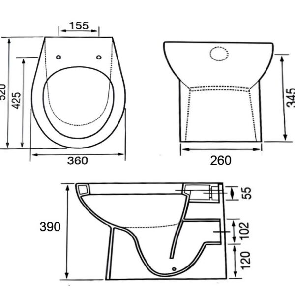 Roca Havana White Back to Wall WC Toilet Pan with Standard or Soft Close Seat - Image 2