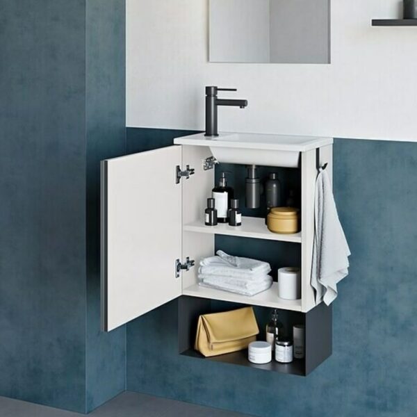 Roca Mini Gloss White Cloakroom Vanity Unit Basin - Image 3