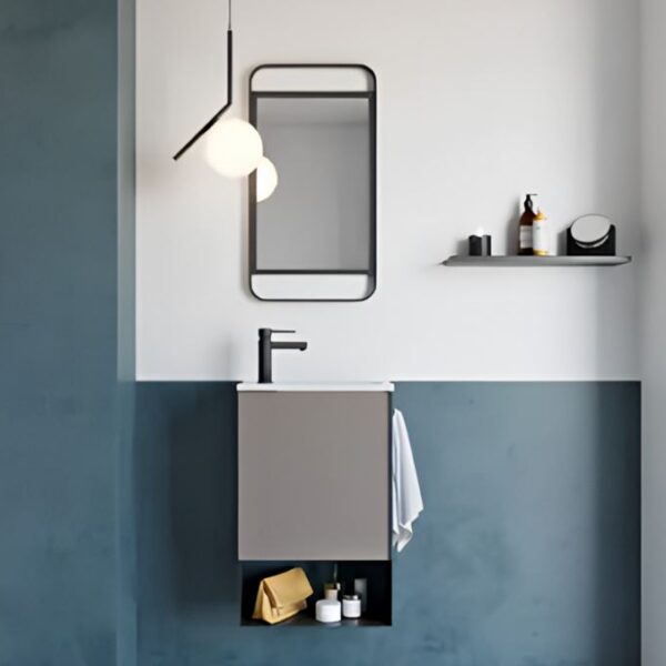 Roca Mini Concrete Grey Cloakroom Vanity Unit Basin - Image 2