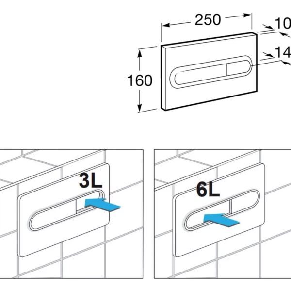 Roca Chrome Dual Flush Operating Plate For Concealed Cistern - Image 3