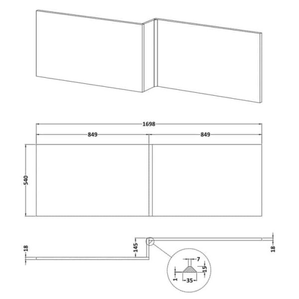 L-Shaped Bath Front Panel Gloss White - 1700mm Wide - Image 4
