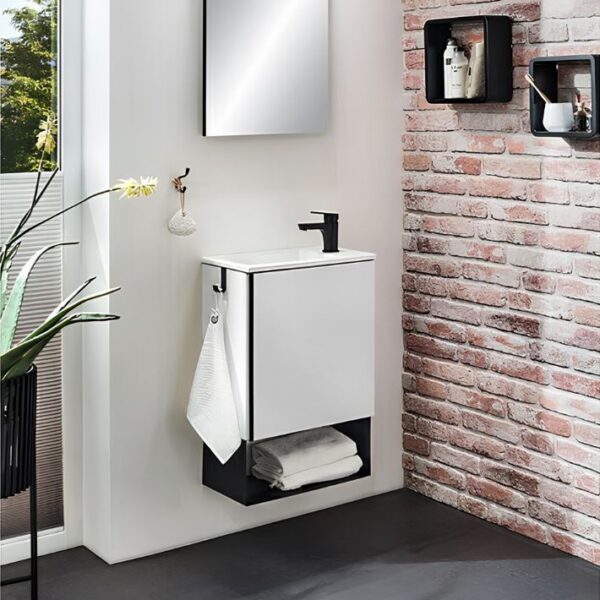 Roca Mini Gloss White Cloakroom Vanity Unit Basin - Image 2