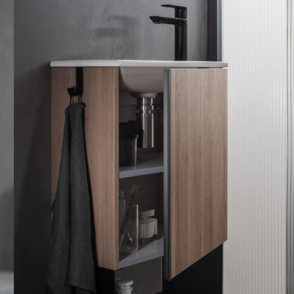 Roca Mini Western Oak Cloakroom Vanity Unit Basin - Image 3
