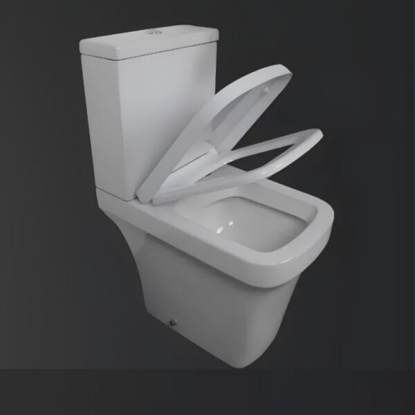 Rivelin Modern Curved Close Coupled Comfort Height Toilet with Soft Close Seat - Image 3