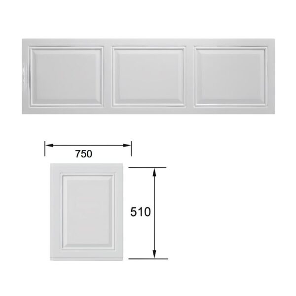 Traditional Tudor Bath Front Panel - 1700mm - White - End Panel Option - Front Panel & 750mm End Panel
