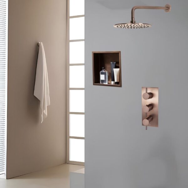 Sognare Inset Shower Niche 300x300mm Brushed Bronze - Image 3