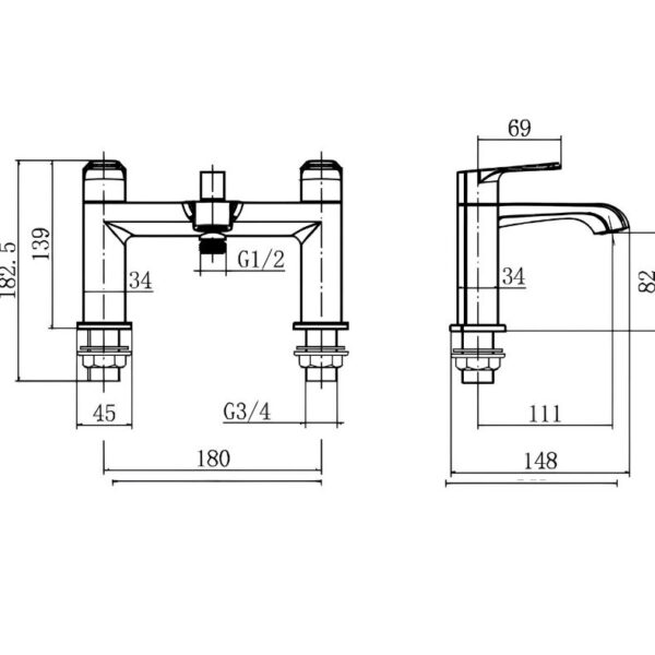 Sognare Montana Bath Shower Mixer in Chrome Bathroom Tap - Image 2