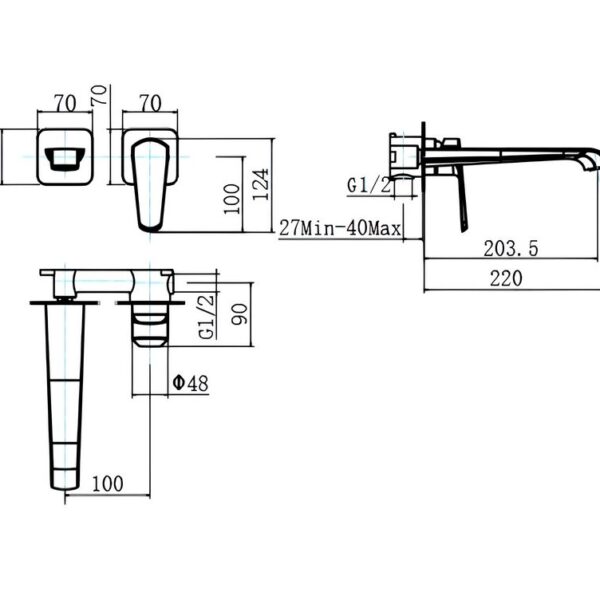 Sognare Montana Wall Mounted Bath Mixer Tap Chrome - Image 2