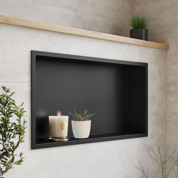 Sognare Inset Shower Niche 600x300mm Matt Black - Image 2
