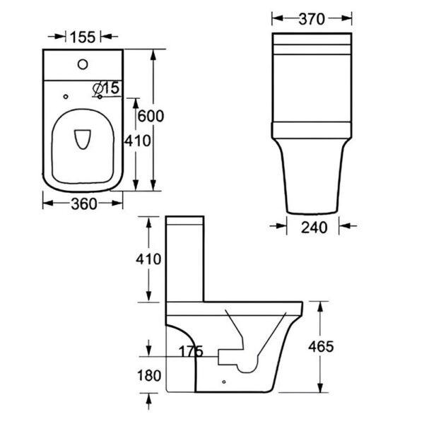 Rivelin Modern Curved Close Coupled Comfort Height Toilet with Soft Close Seat - Image 5