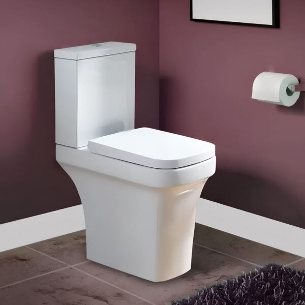 Rivelin Modern Curved Close Coupled Comfort Height Toilet with Soft Close Seat - Image 2