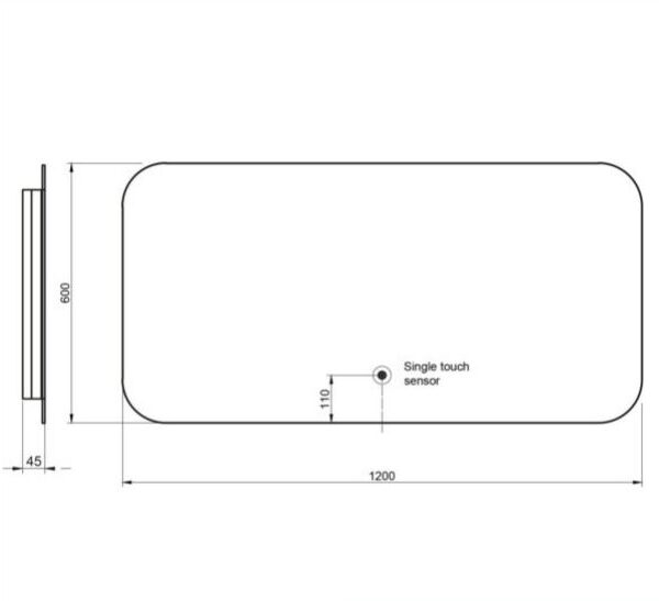 Aura LED Mirror with Demister Pad and Shaver Socket 1200mm x 600mm - Image 3