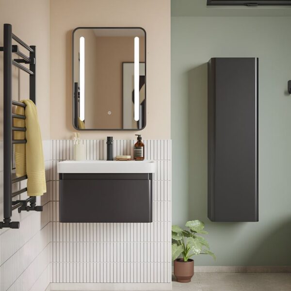 AquaVolere Wall Mounted Vanity Drawer Basin Unit 500mm - Matt Black,Latte & White - Image 2
