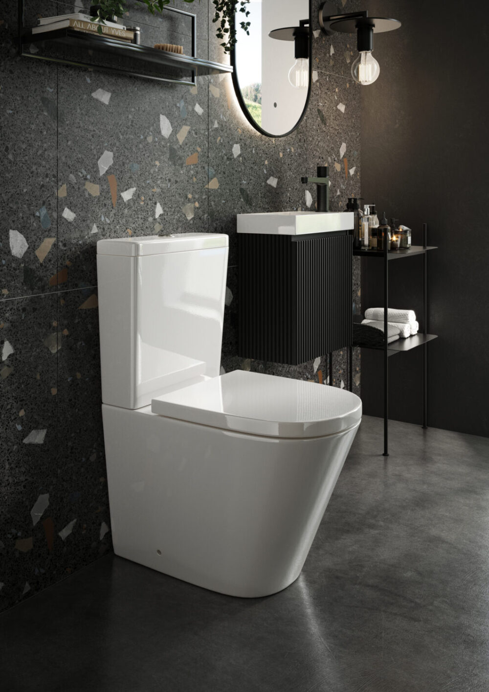 Sognare Linea Rimless Closed Back Pan with Cistern and Soft Close Seat - Image 2
