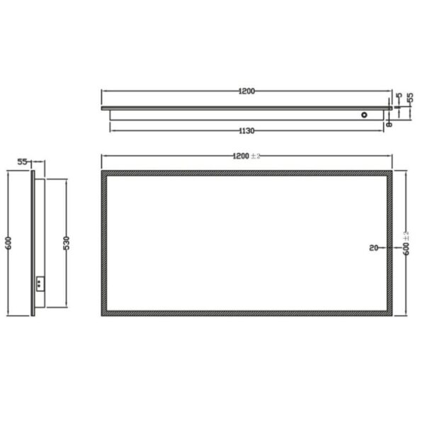 Mosca 1200mm x 600mm LED Bathroom Mirror with Demister Pad and Shaver Socket - Image 3