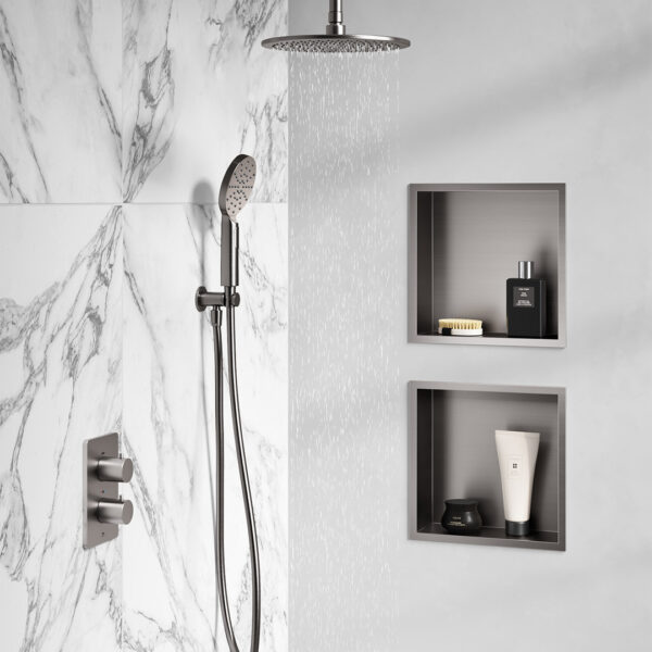 Sognare Inset Shower Niche 300x300mm Gunmetal Grey - Image 2