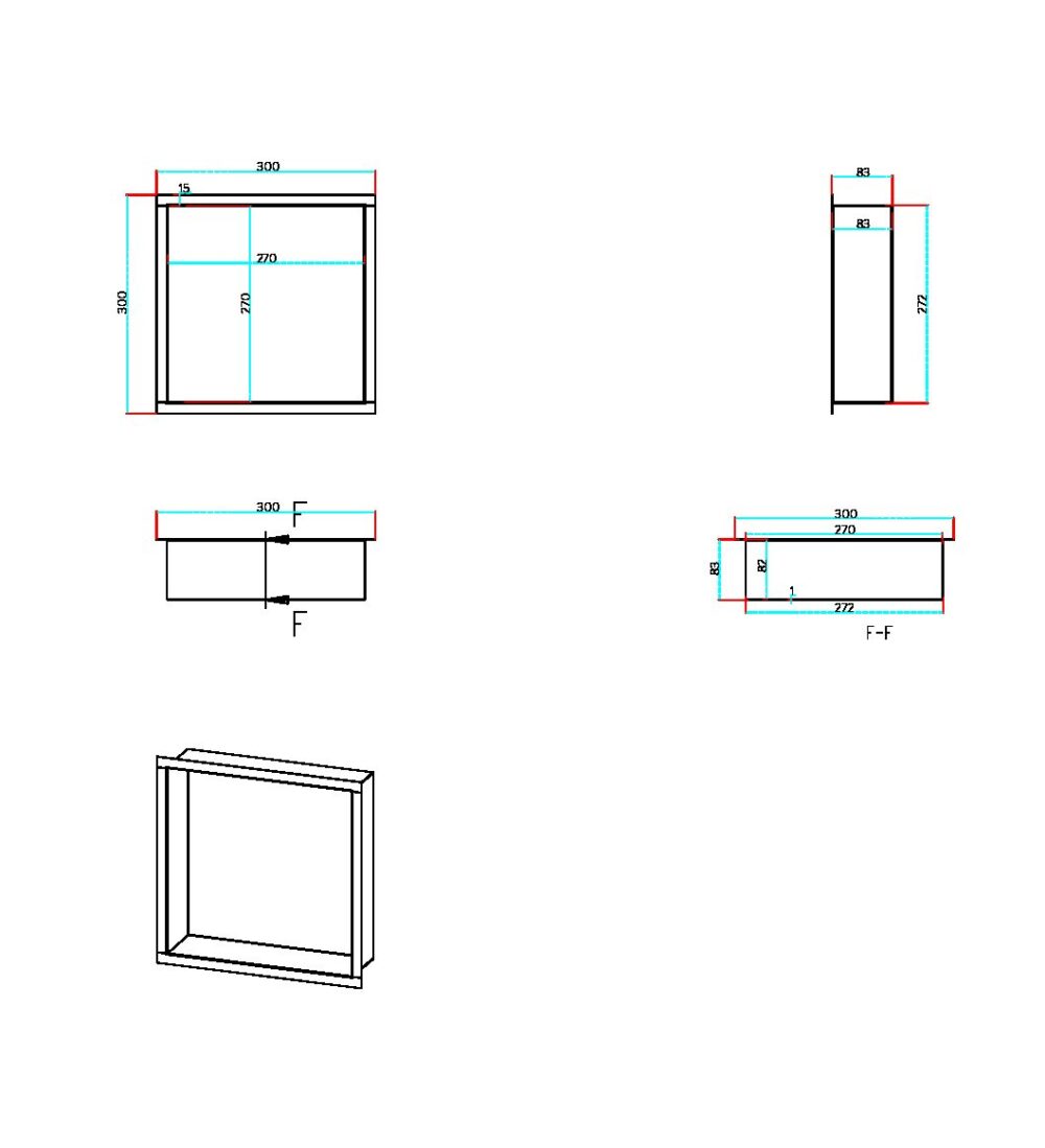Sognare Inset Shower Niche 300x300mm Matt Black - Image 3