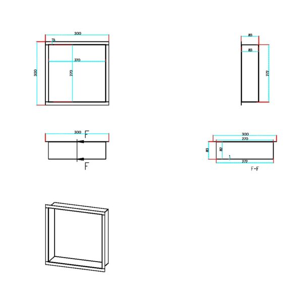 Sognare Inset Shower Niche 300x300mm Matt Black - Image 3