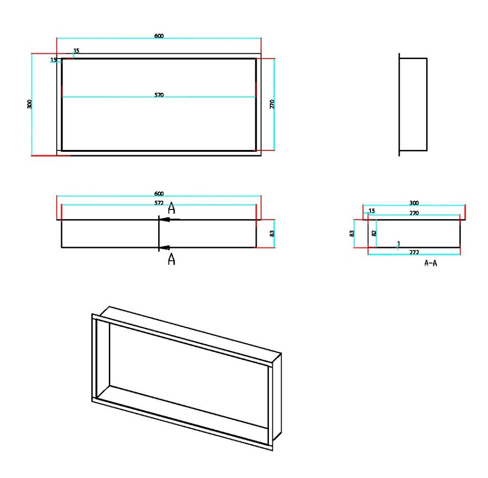 Sognare Inset Shower Niche 600x300mm Gunmetal Grey - Image 3