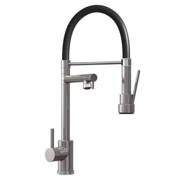 Ellsi Goda Pull Out Single Lever Kitchen Sink Mixer Tap with Gel Hose – Brushed Steel