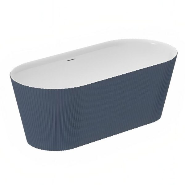 Matt Blue Pacha 1600mm Fluted Free Standing Bath - Image 2